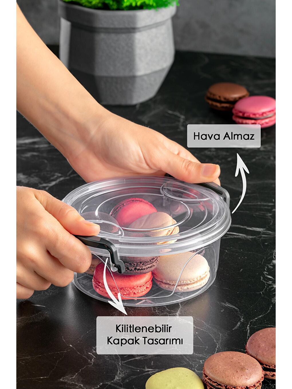 Renksiz 9'lu Şeffaf Kilitlenebilir Kapaklı Saklama Kabı - Lenora Mutfak Dolap Düzenleyici 3x(300-600-1200ml)-2