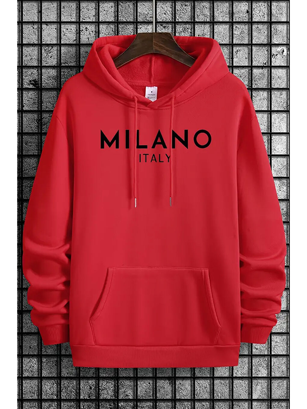 uyguntarz Kırmızı Milano Baskılı Oversize Sweatshirt