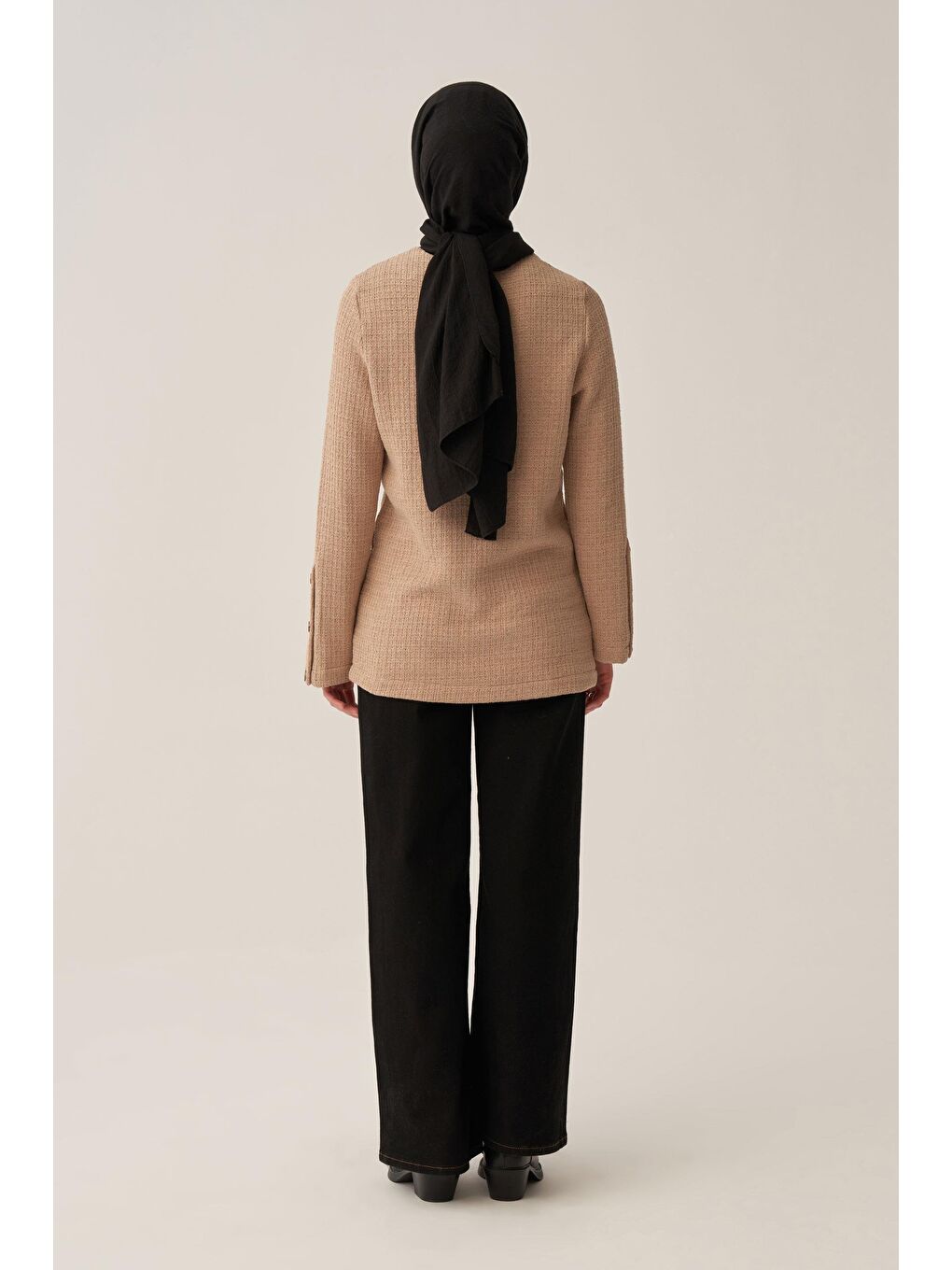 Bej-Triko Efektli Bluz-2