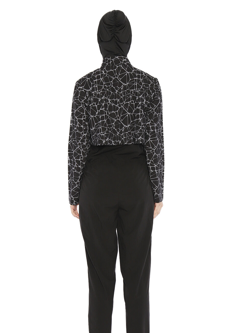 Tulum Spor Elastan Tam Kapalı Tesettür Yüzücü Mayo 6266 Siyah-3