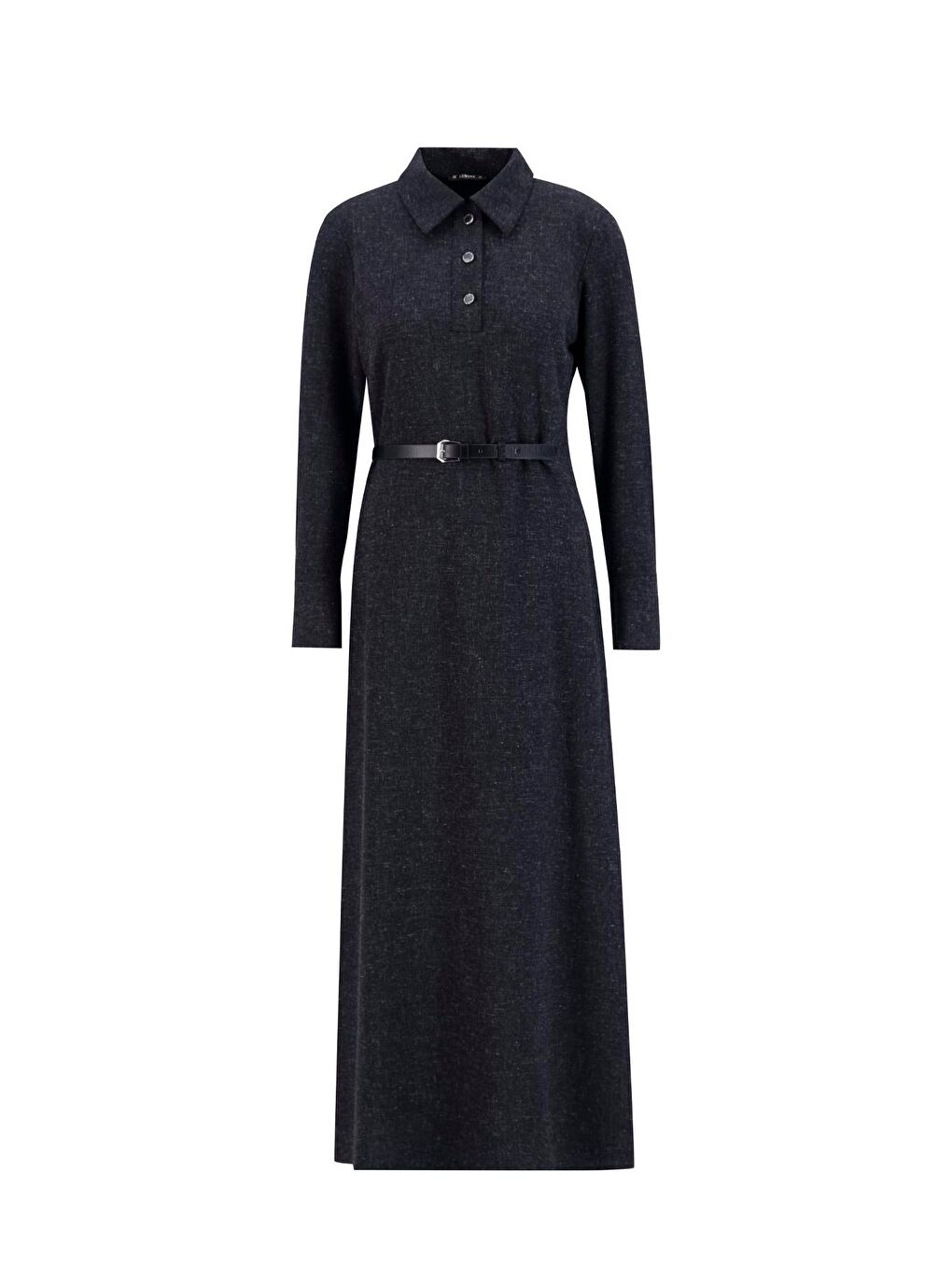 Gri Beli Aksesuarlı Elbise 24K9906 Antrasit-6