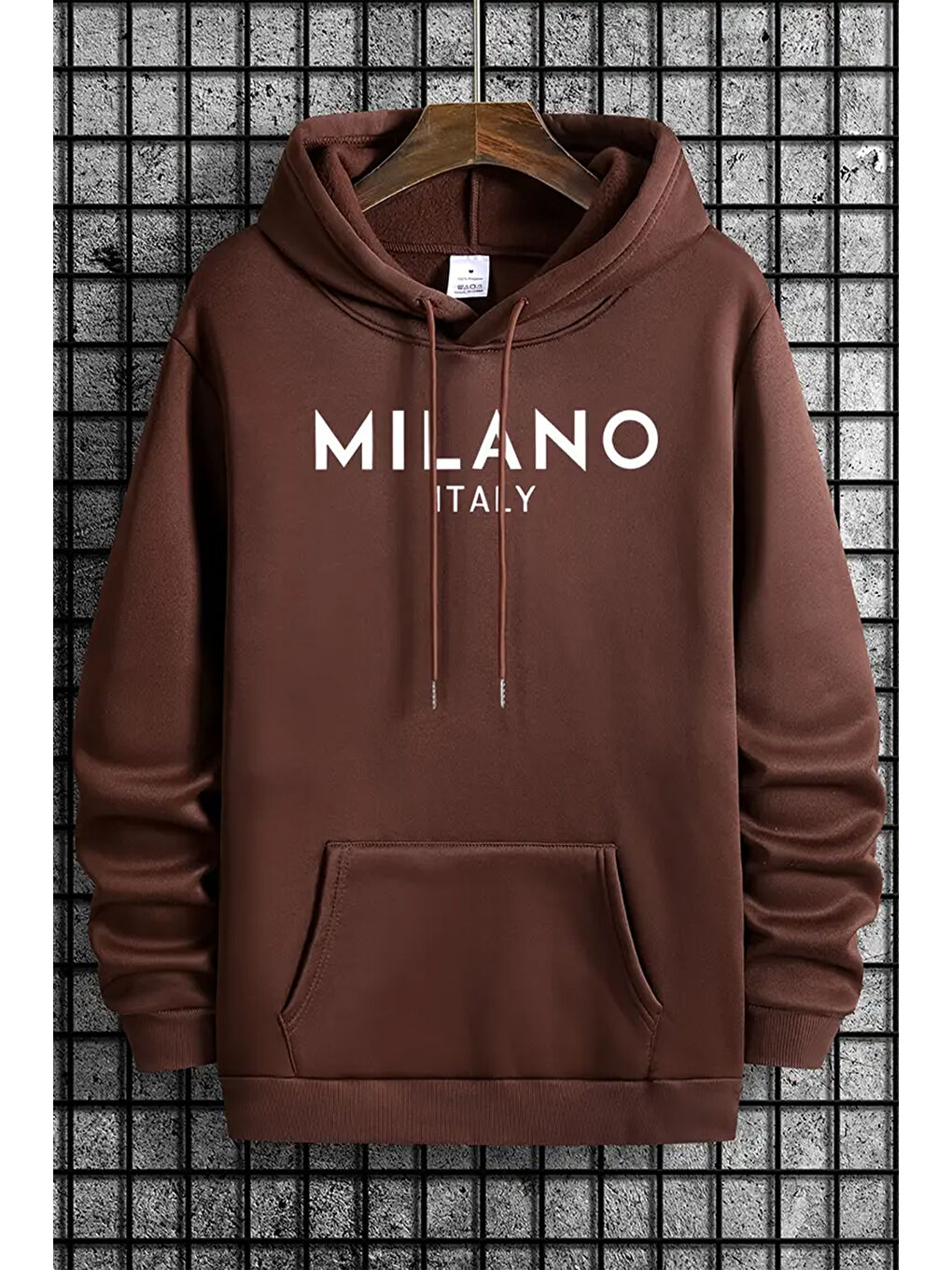 uyguntarz Kahverengi Milano Baskılı Oversize Sweatshirt