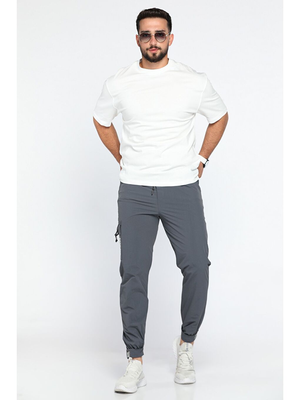 Mishar İtalia Gri Paraşüt Paça Cırtlı Slim Fit Jogger Pantolon - 2