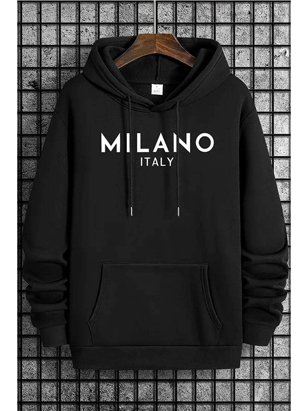 uyguntarz Siyah Milano Baskılı Oversize Sweatshirt