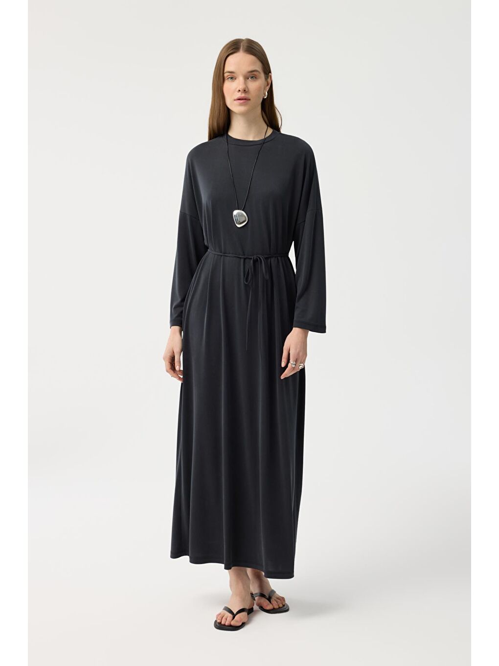 Modal Cupra Elbise Siyah