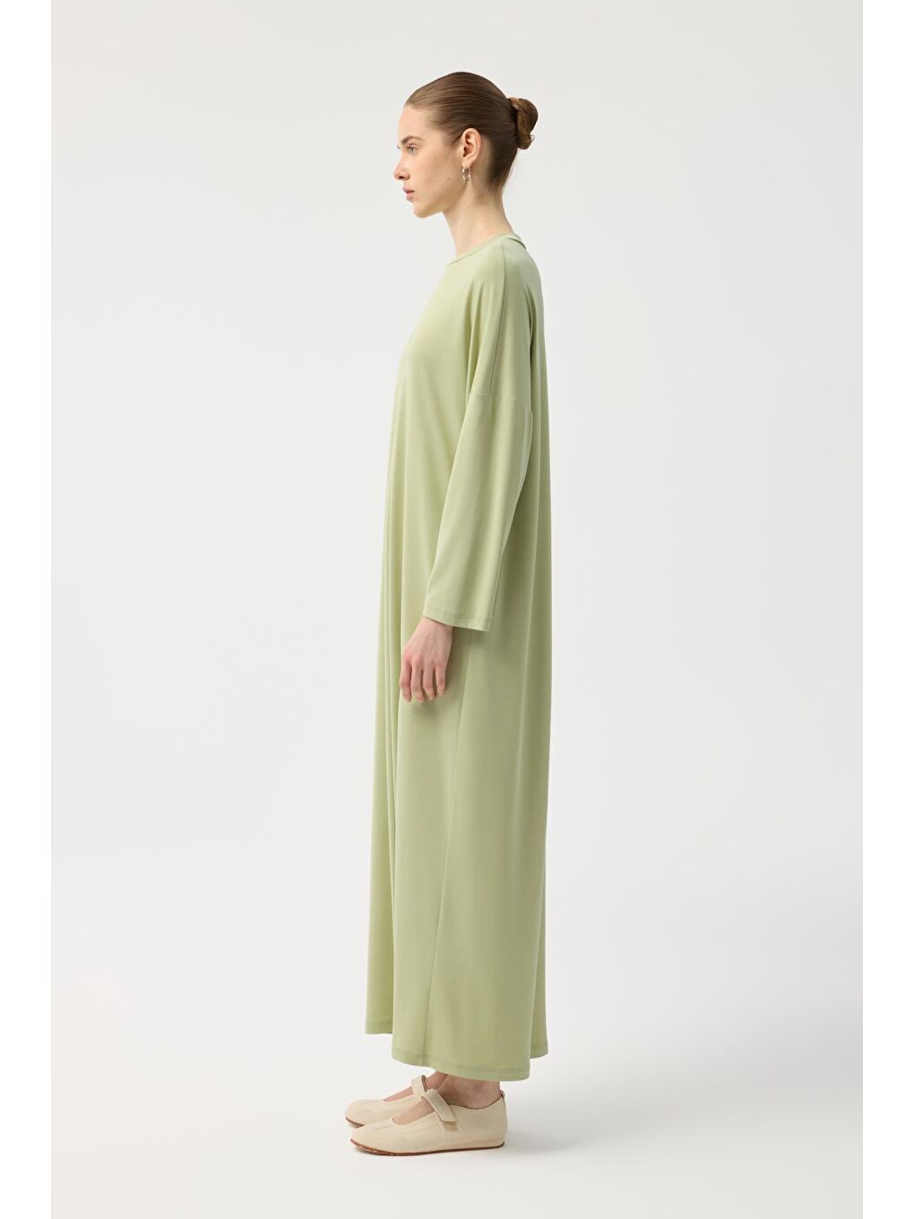 Modal Cupra Elbise Yeşil-3