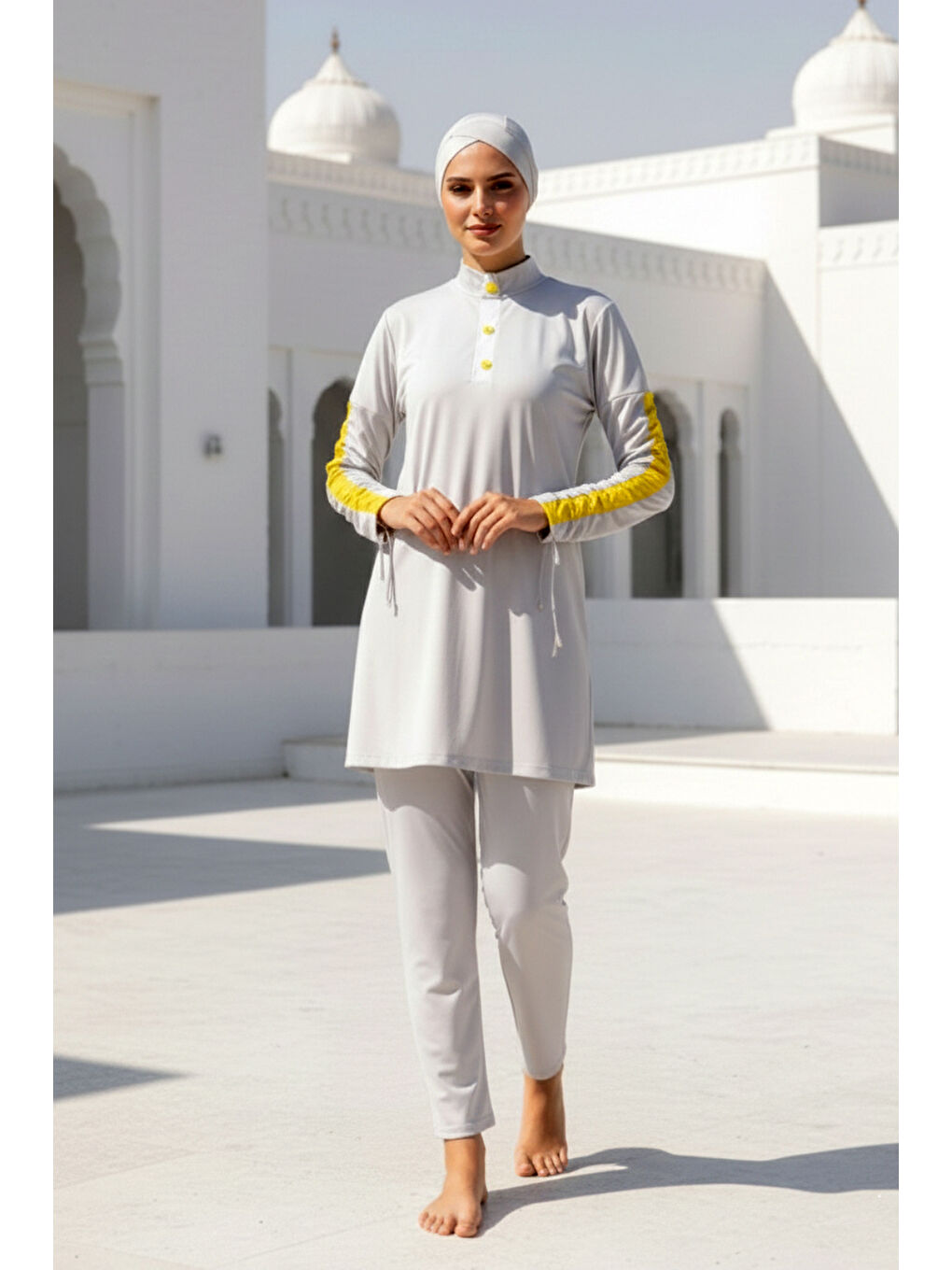 Tam Kapalı Tesettür Mayo Beyaz M2118