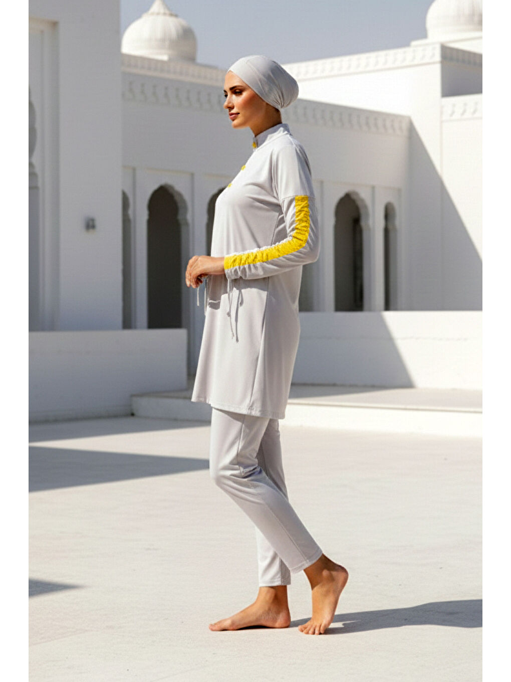 Tam Kapalı Tesettür Mayo Beyaz M2118-1