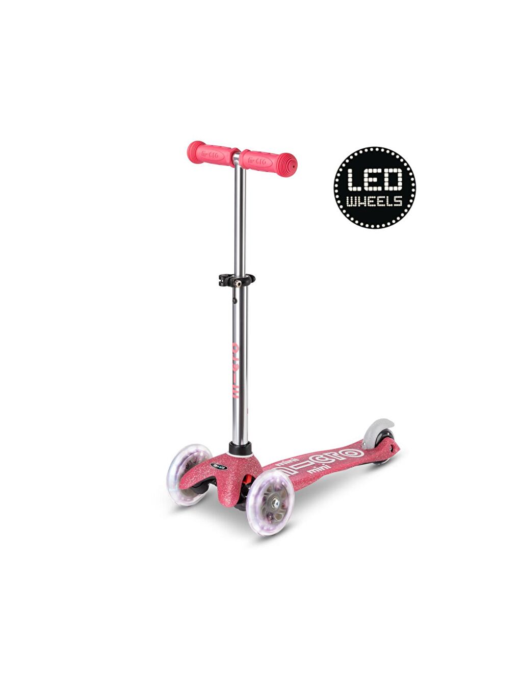 Micro Pembe Mini 3 Tekerlekli Scooter Deluxe Fairy Glitter LED Pink