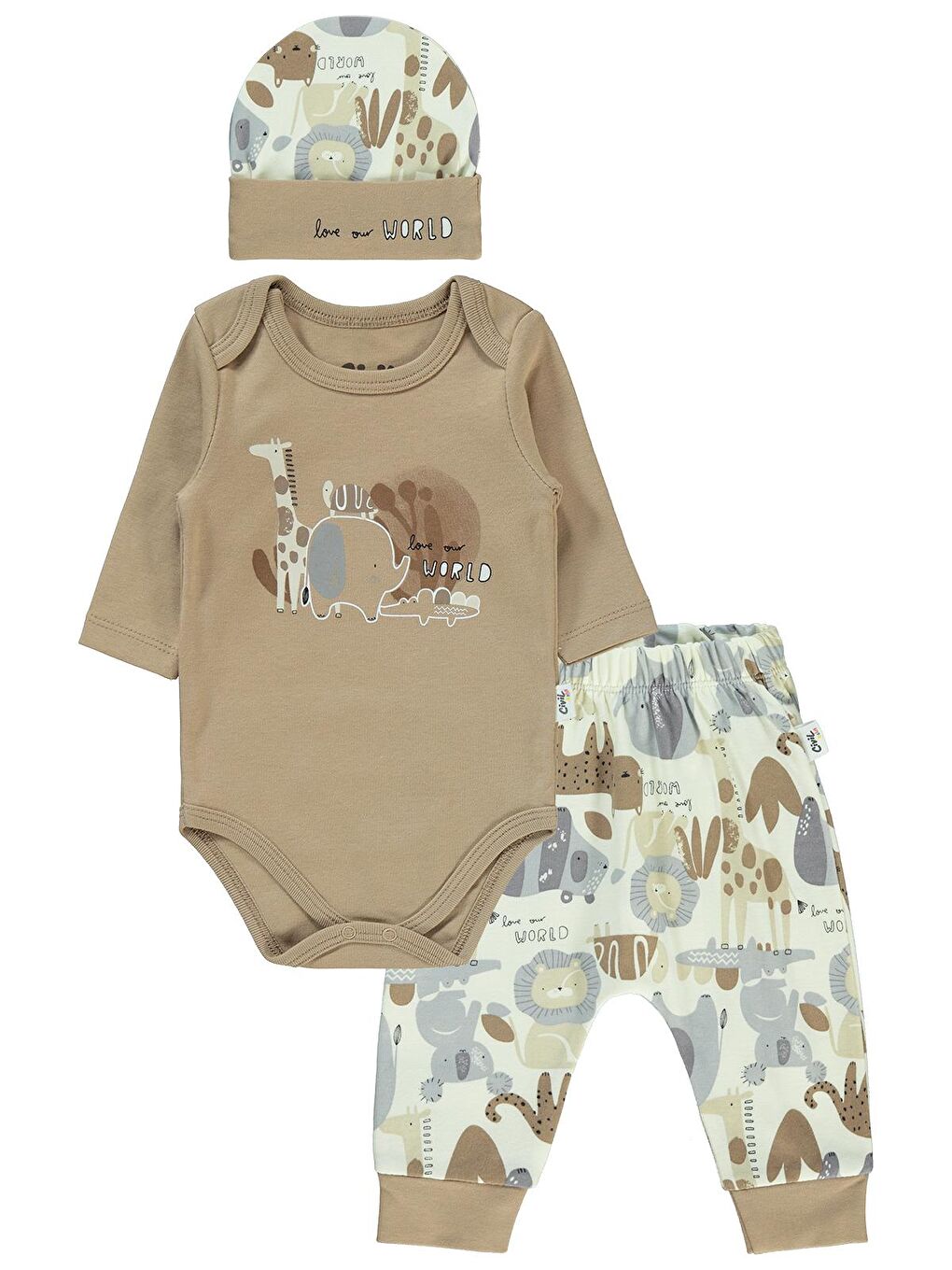Kahverengi Baby Erkek Bebek 3'lü Takım 3-12 Ay Kahve