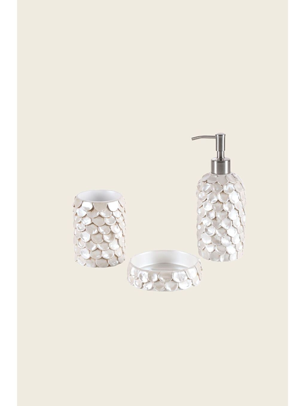 Lindy 3 Parça Banyo Aksesuar Seti Ekru-1