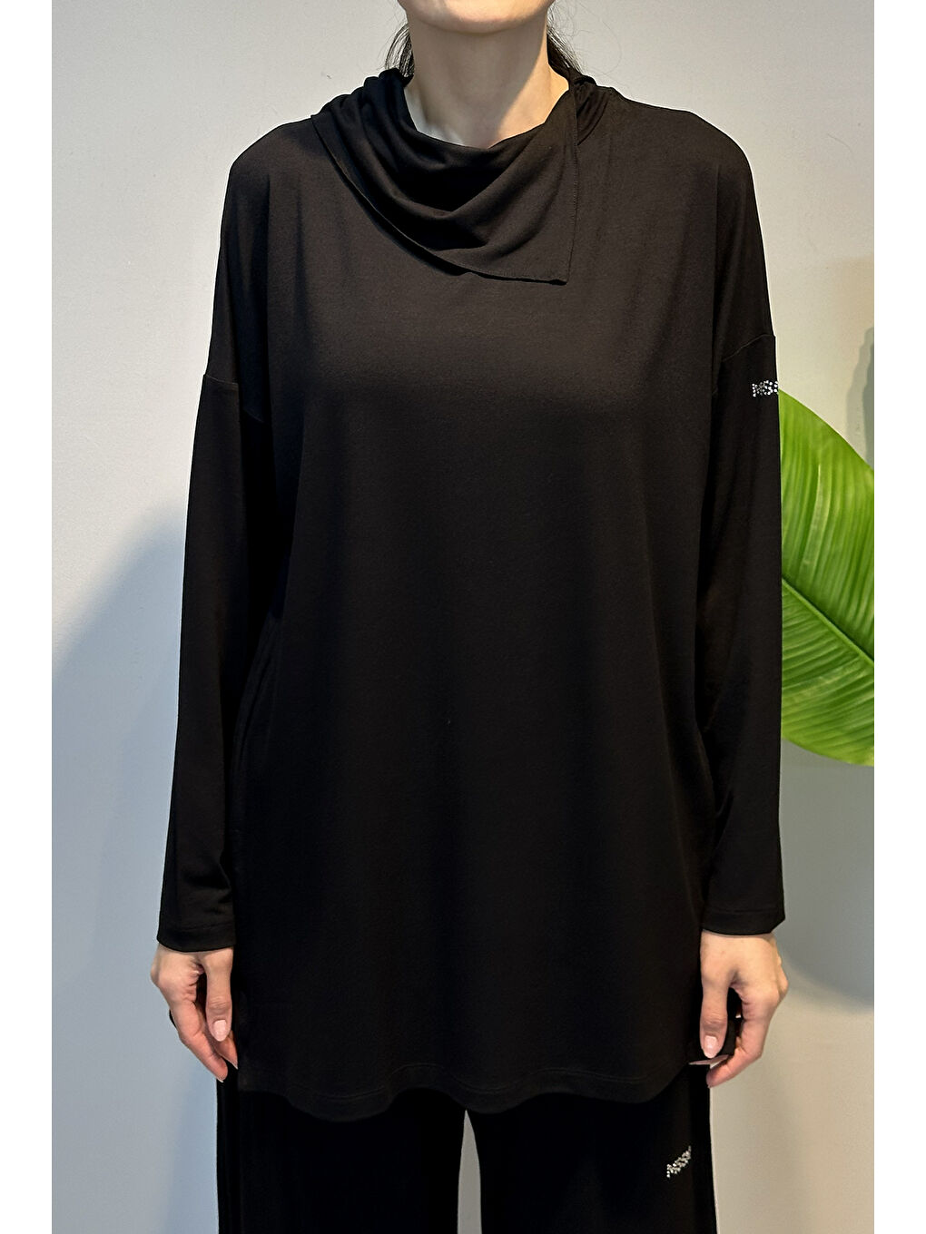 Şal Yaka Tunik 5361 Siyah-1