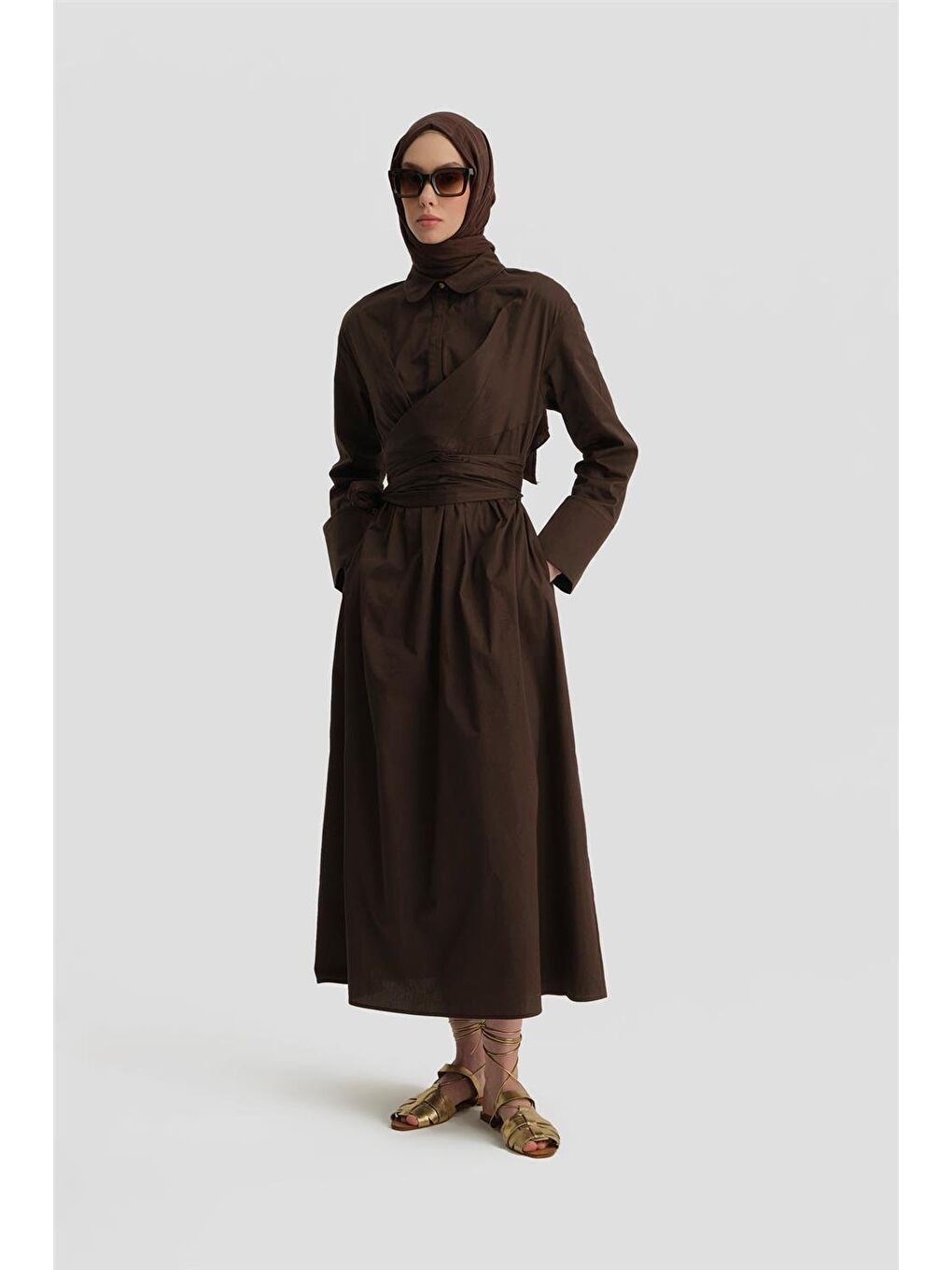 Kahverengi Anvelop Elbise 25Y9000 Acı Kahve-1