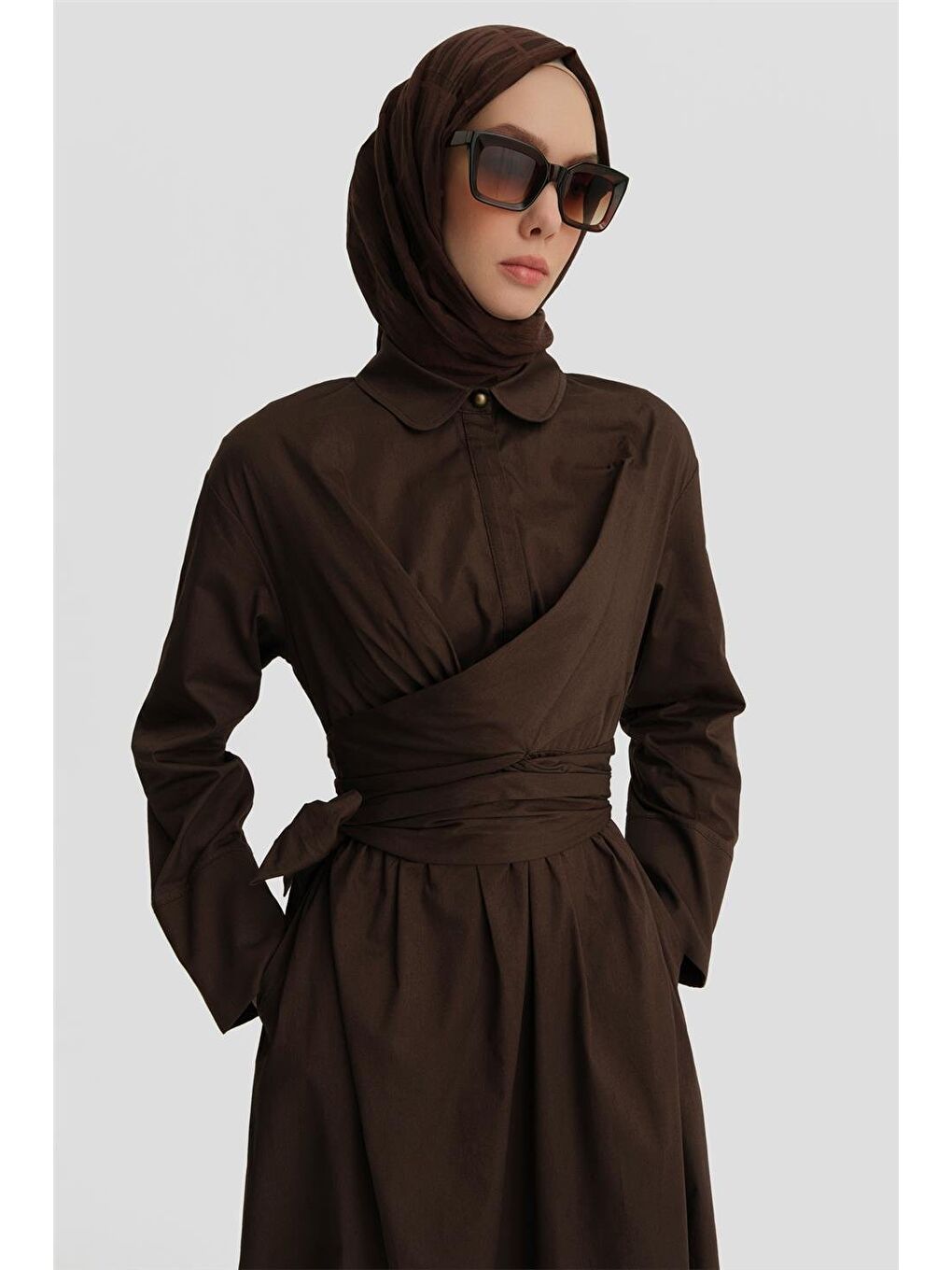 Kahverengi Anvelop Elbise 25Y9000 Acı Kahve-2