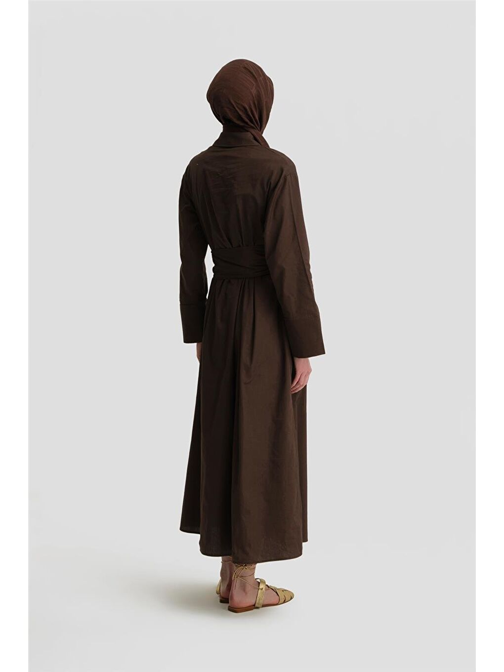 Kahverengi Anvelop Elbise 25Y9000 Acı Kahve-4