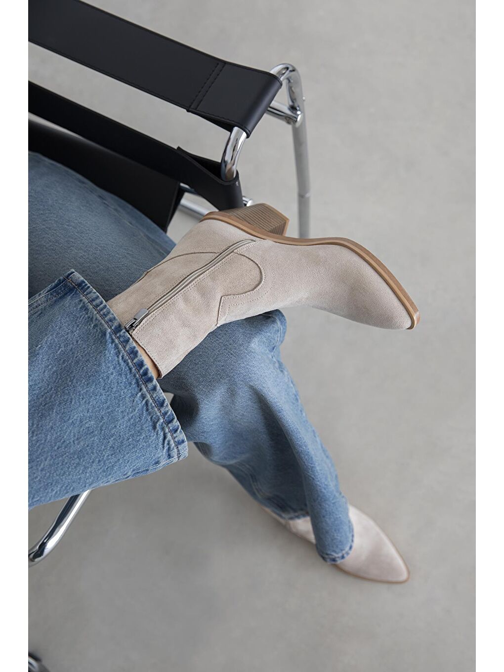 Jose  Kadın  Süet Topuklu   Bot Bej