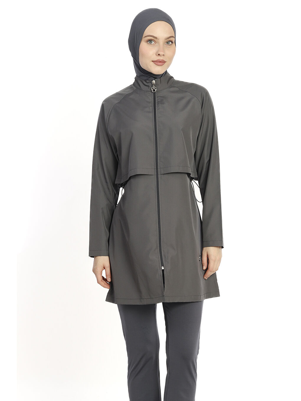 Önü Kapaklı Tam Kapalı Tesettür Mayo 6201 Antrasit-2