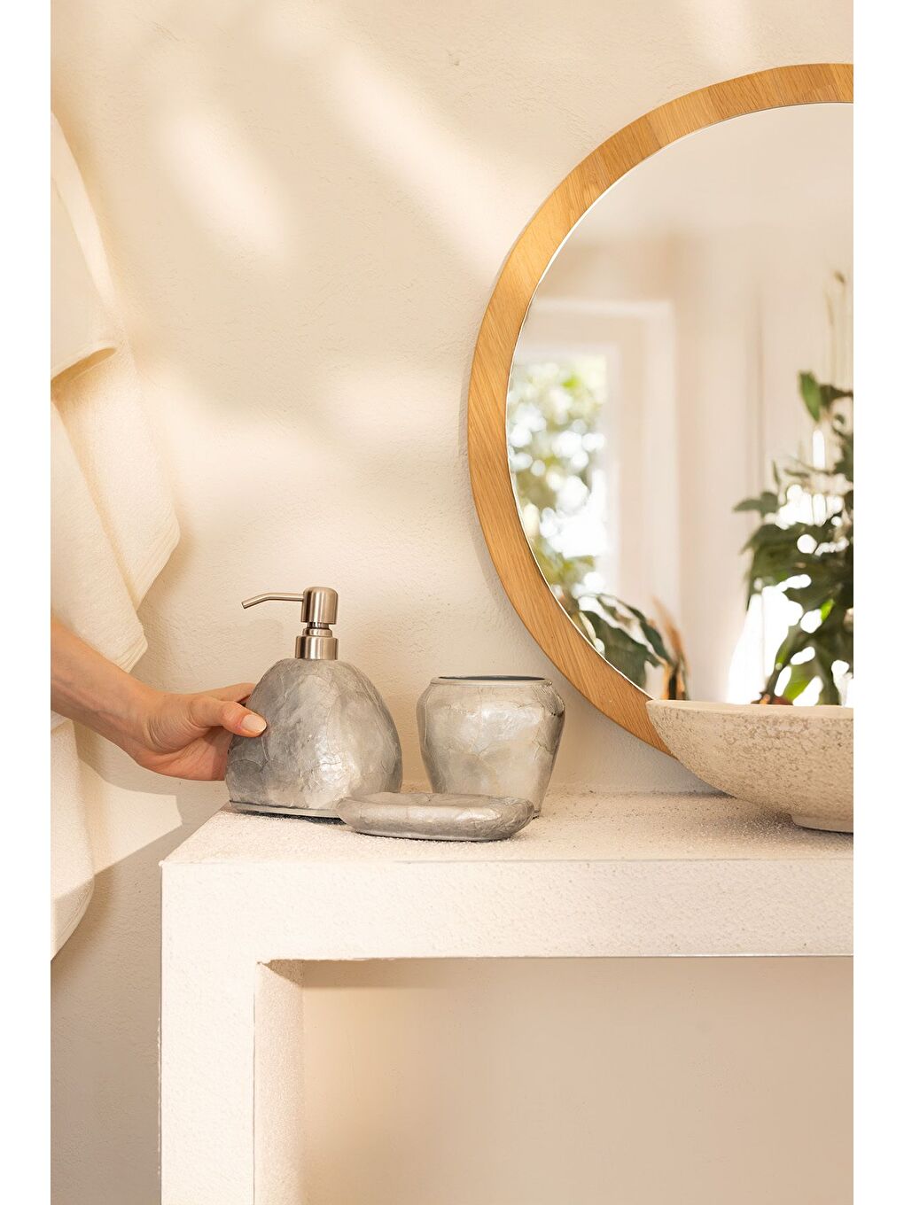 Sedef 3 Parça Banyo Aksesuar Seti Gri