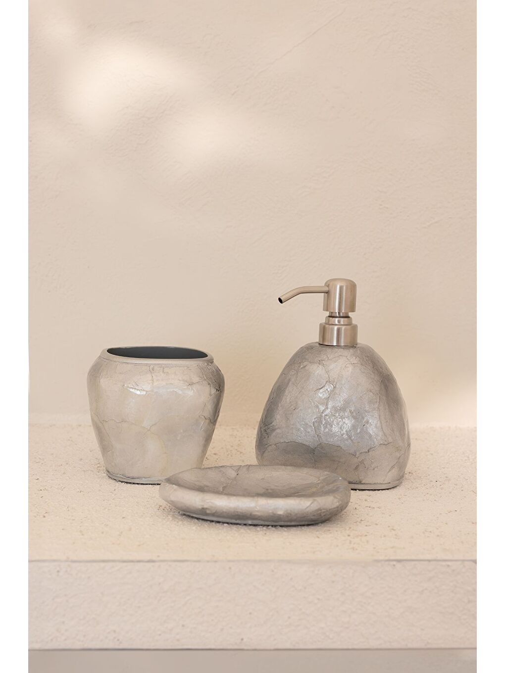 Sedef 3 Parça Banyo Aksesuar Seti Gri-1