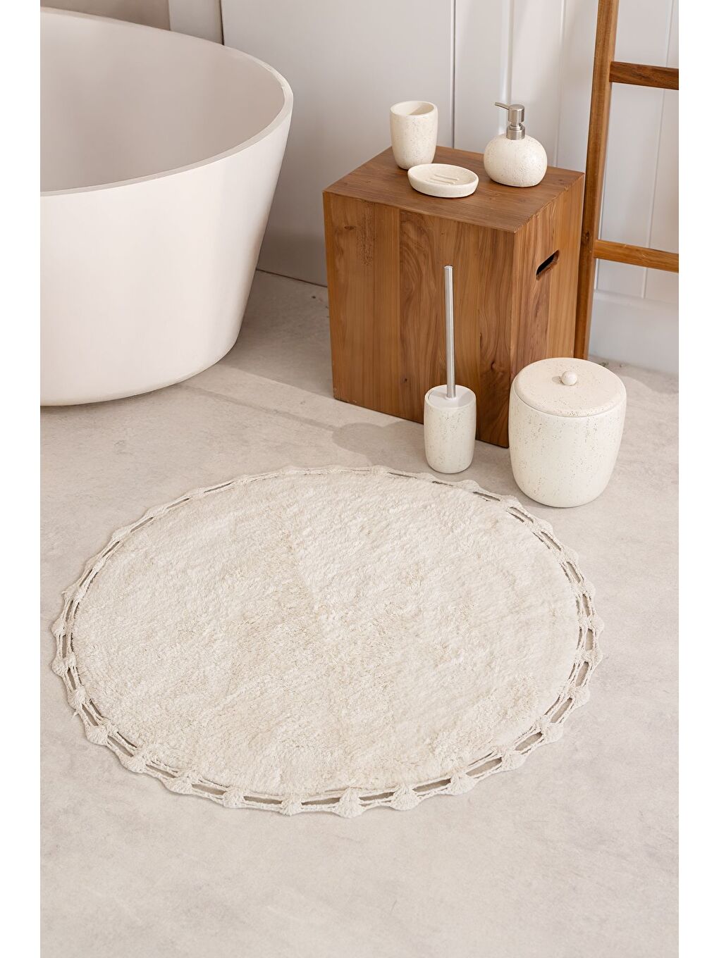 Travertıne 5 Parça Banyo Aksesuar Seti Bej-1