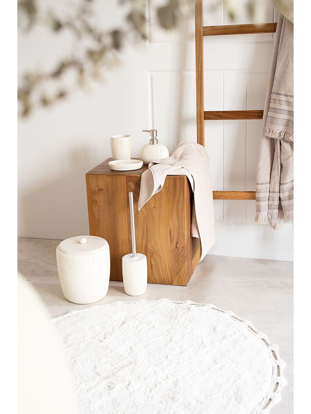 Travertıne 5 Parça Banyo Aksesuar Seti Bej-2