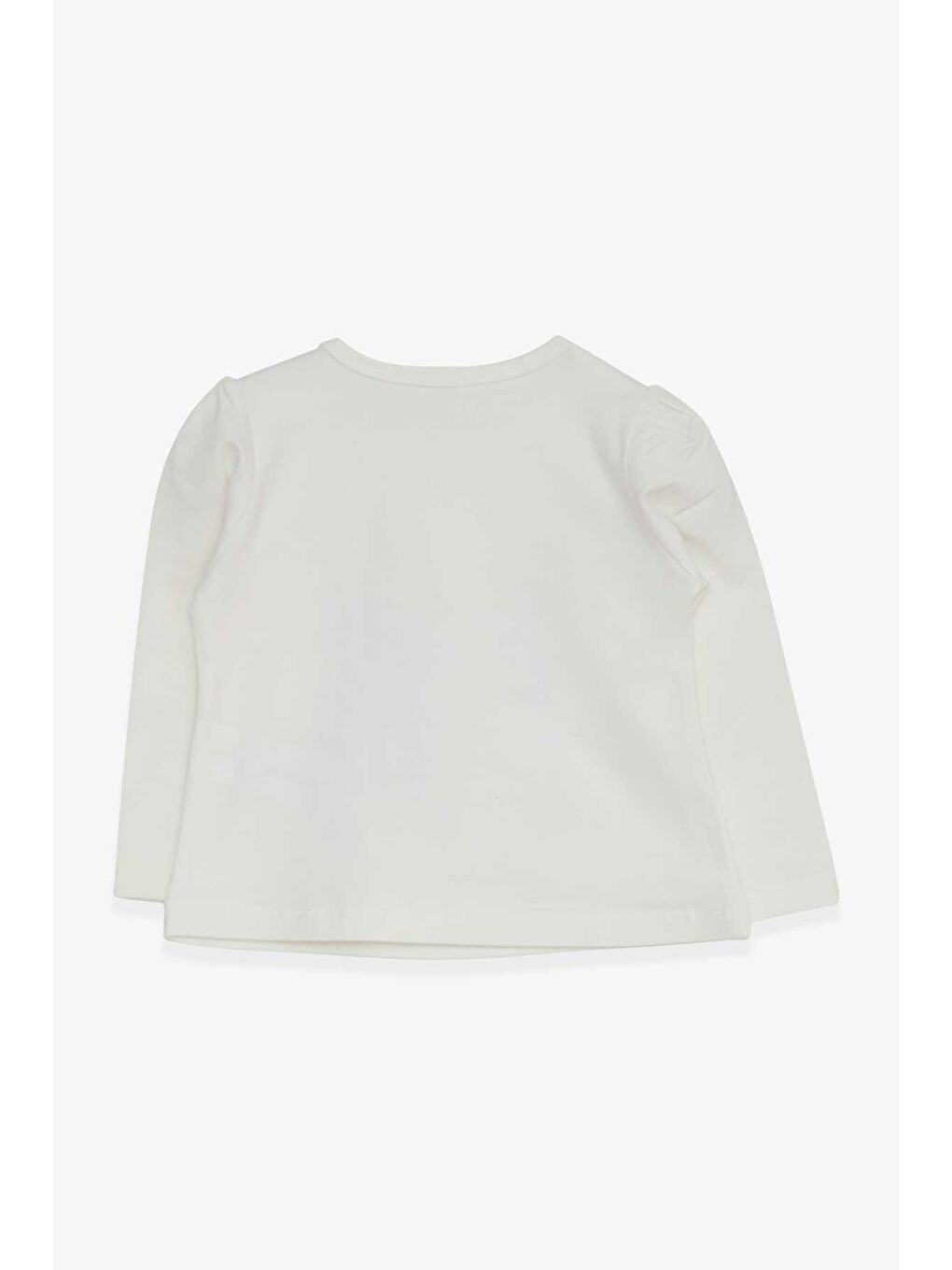Kız Bebek Uzun Kollu Tişört Kedicik Baskılı Ekru (9 Ay-3 Yaş)-1