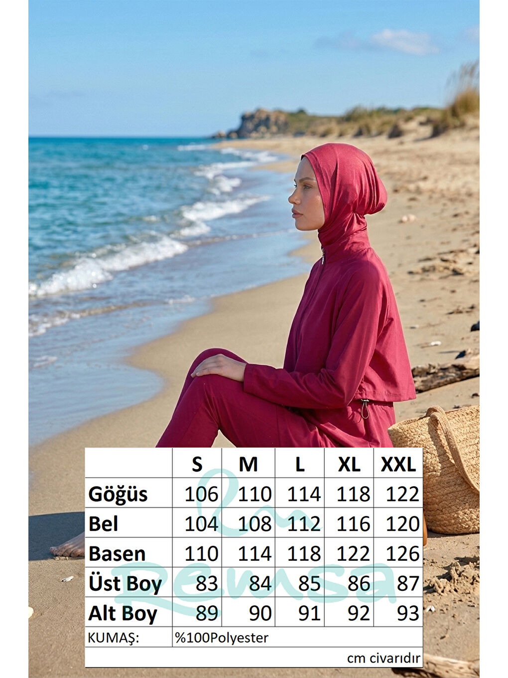 Önü Kapaklı Tam Kapalı Tesettür Mayo 6201 Mürdüm-4