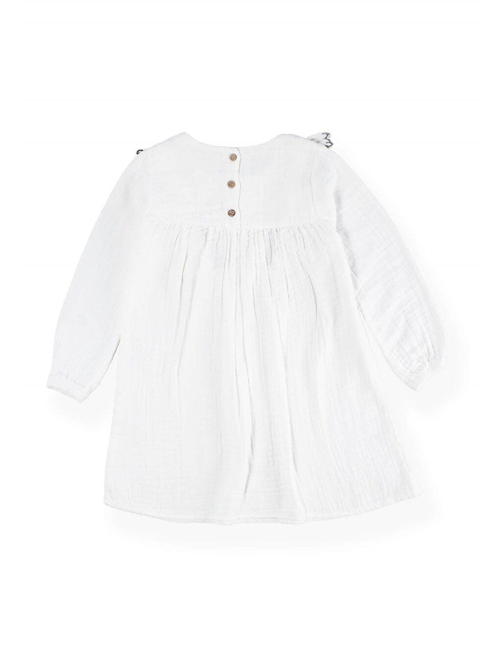 Nakışlı Fırfırlı Mevsimlik Elbise 1-8 Yaş Ekru-2