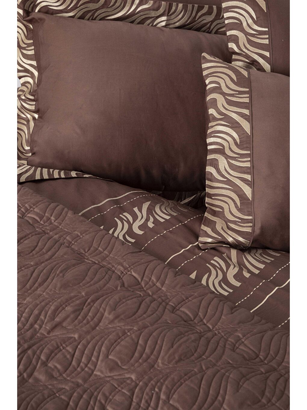 Renksiz Zebra Çift Kişilik Yatak Seti Kahve-2