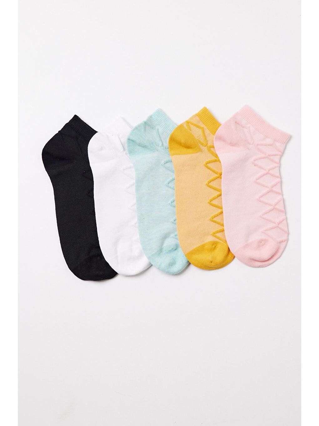 Karışık Kadın Şeritli 5'Li Paket Patik Çorap