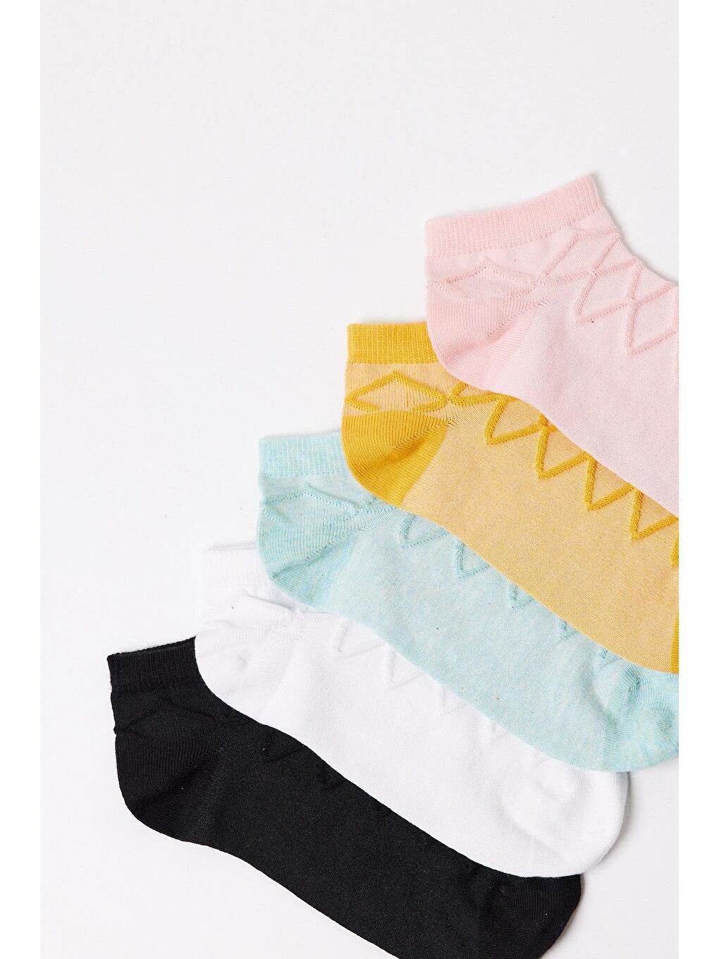 Karışık Kadın Şeritli 5'Li Paket Patik Çorap-1