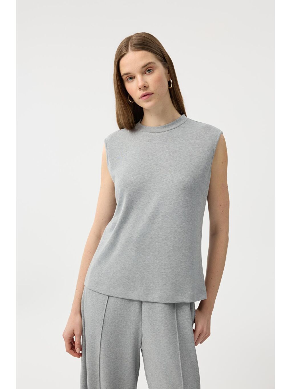 Modal Cupra Sıfır Kol Body Gri Melanj