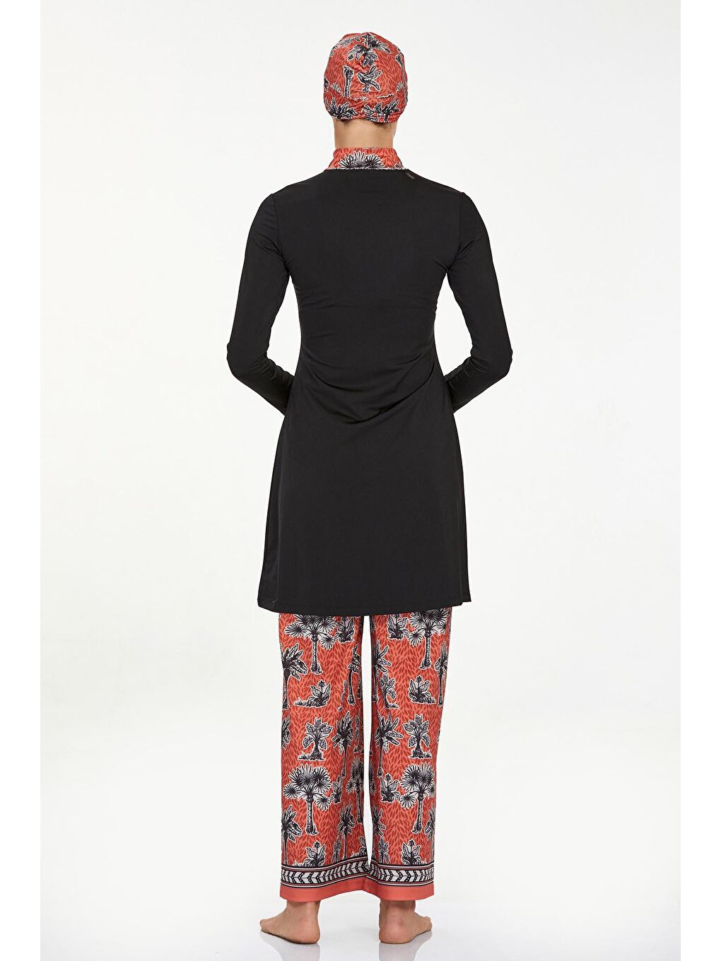 Elastanlı Tam Kapalı Tesettür Mayo Bol Paça Ellen 4520 Siyah-4