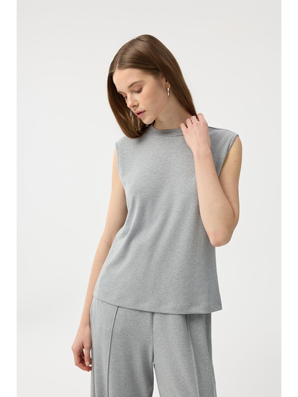 Modal Cupra Sıfır Kol Body Gri Melanj-2