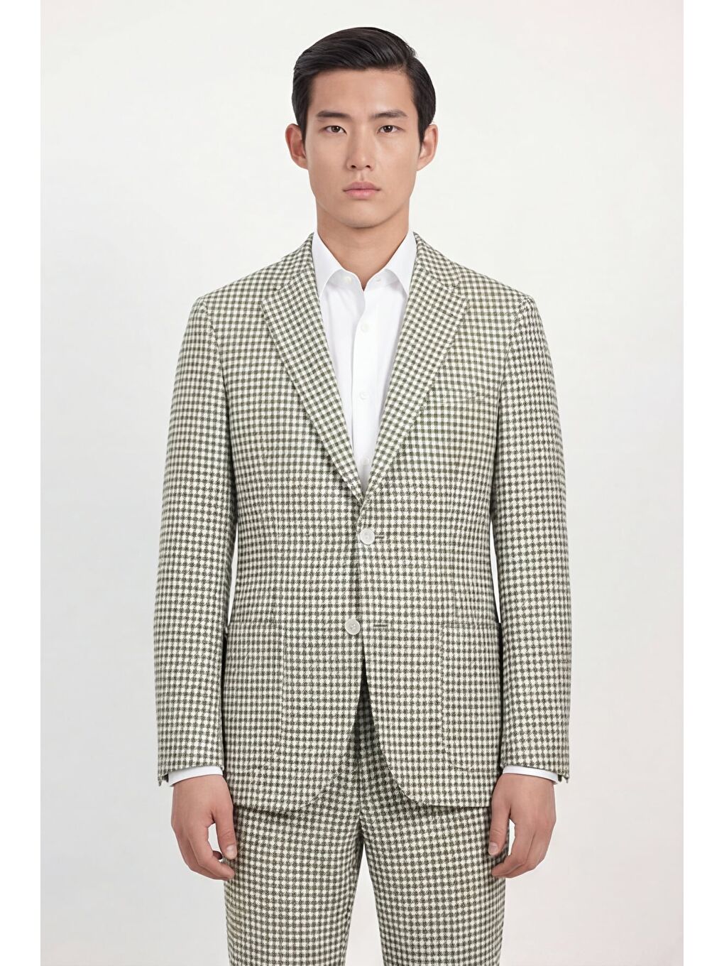 Giotelli Erkek Açık Yeşil Dar Kesim Roma Kalıp Viskon Desenli Torba Cep Mono Yaka  6 Drop Ceket