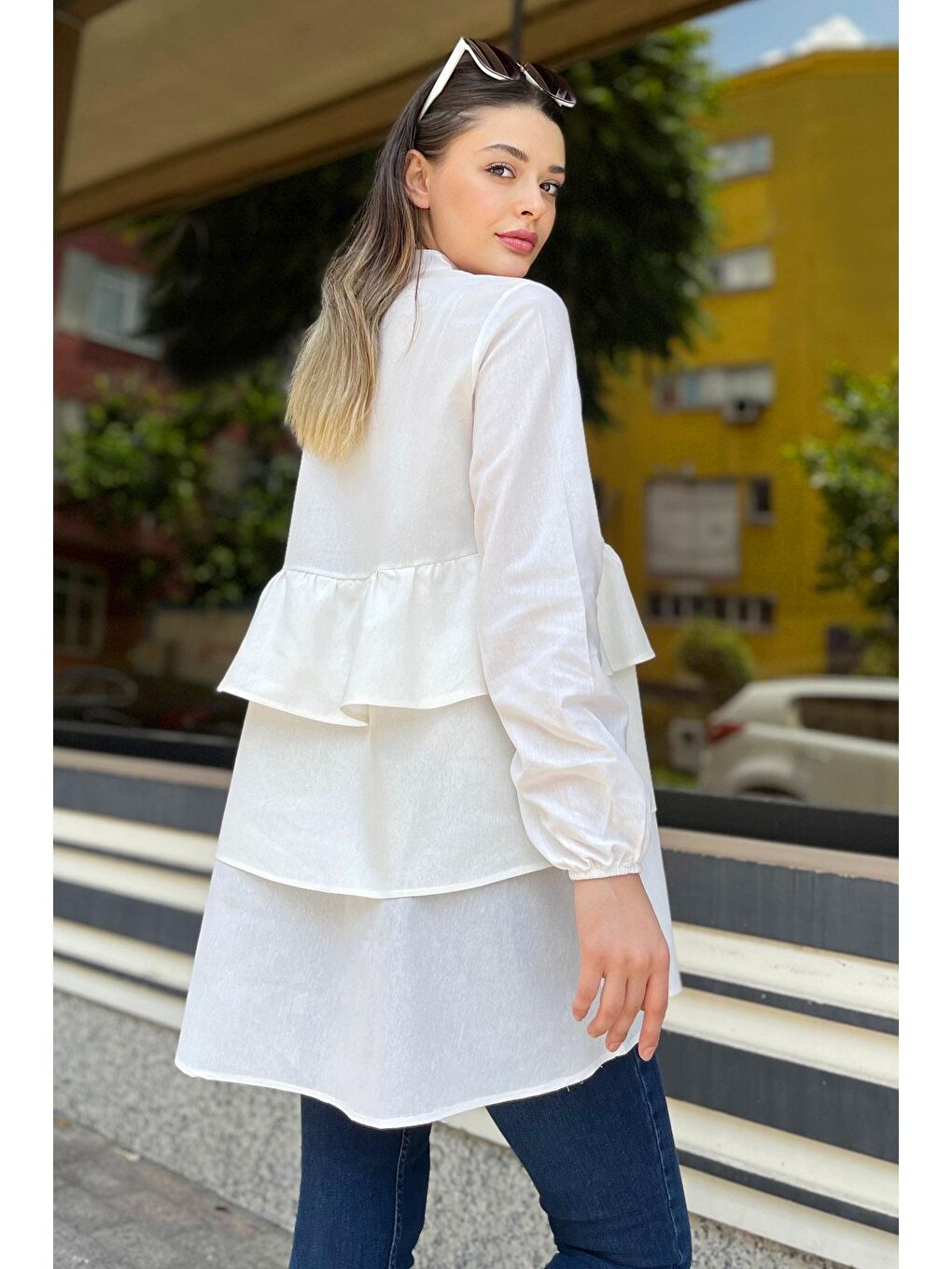 Hakim Yaka Kadın Ekru Tunik - 11468-6