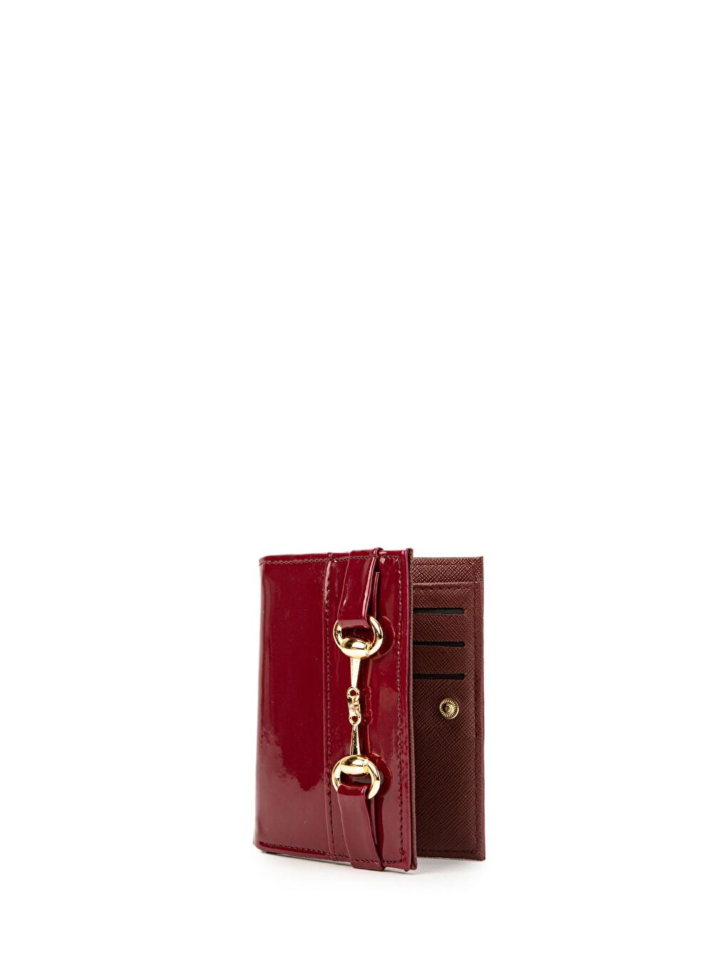 Önü Tokalı ZC146 Kadın Cüzdan Rugan Bordo-2