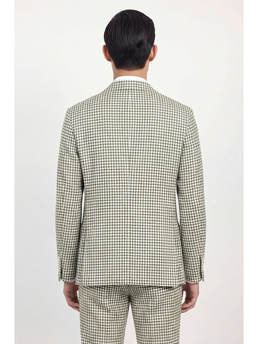 Giotelli Erkek Açık Yeşil Dar Kesim Roma Kalıp Viskon Desenli Torba Cep Mono Yaka  6 Drop Ceket-4