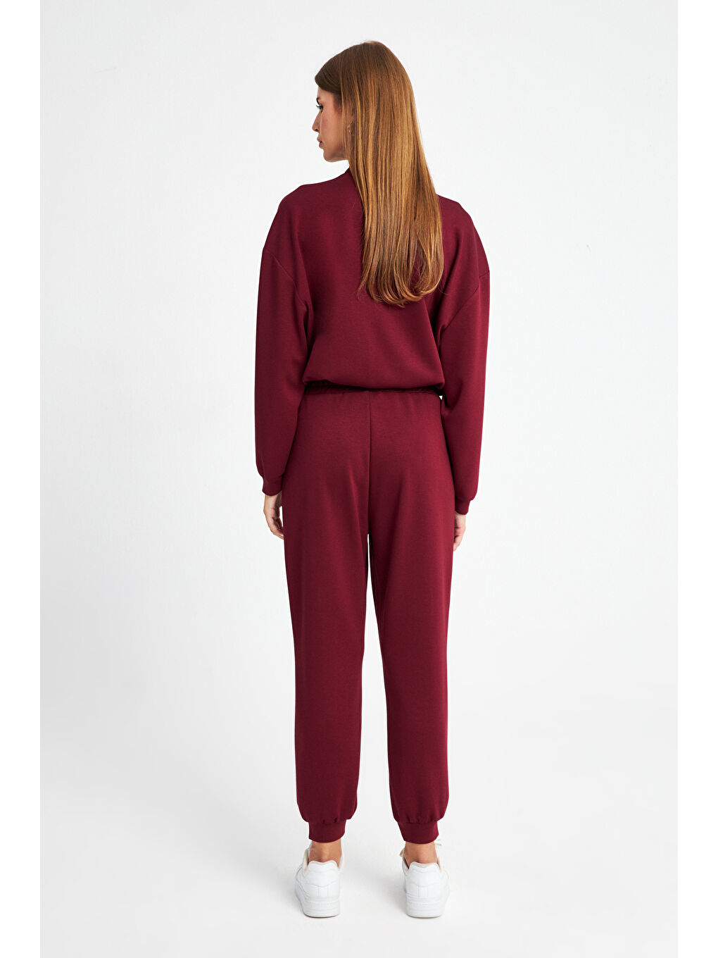 Ecrou Bordo-Beyaz Kadın Bordo Ultra Soft Jogger Örme Pantolon - 3