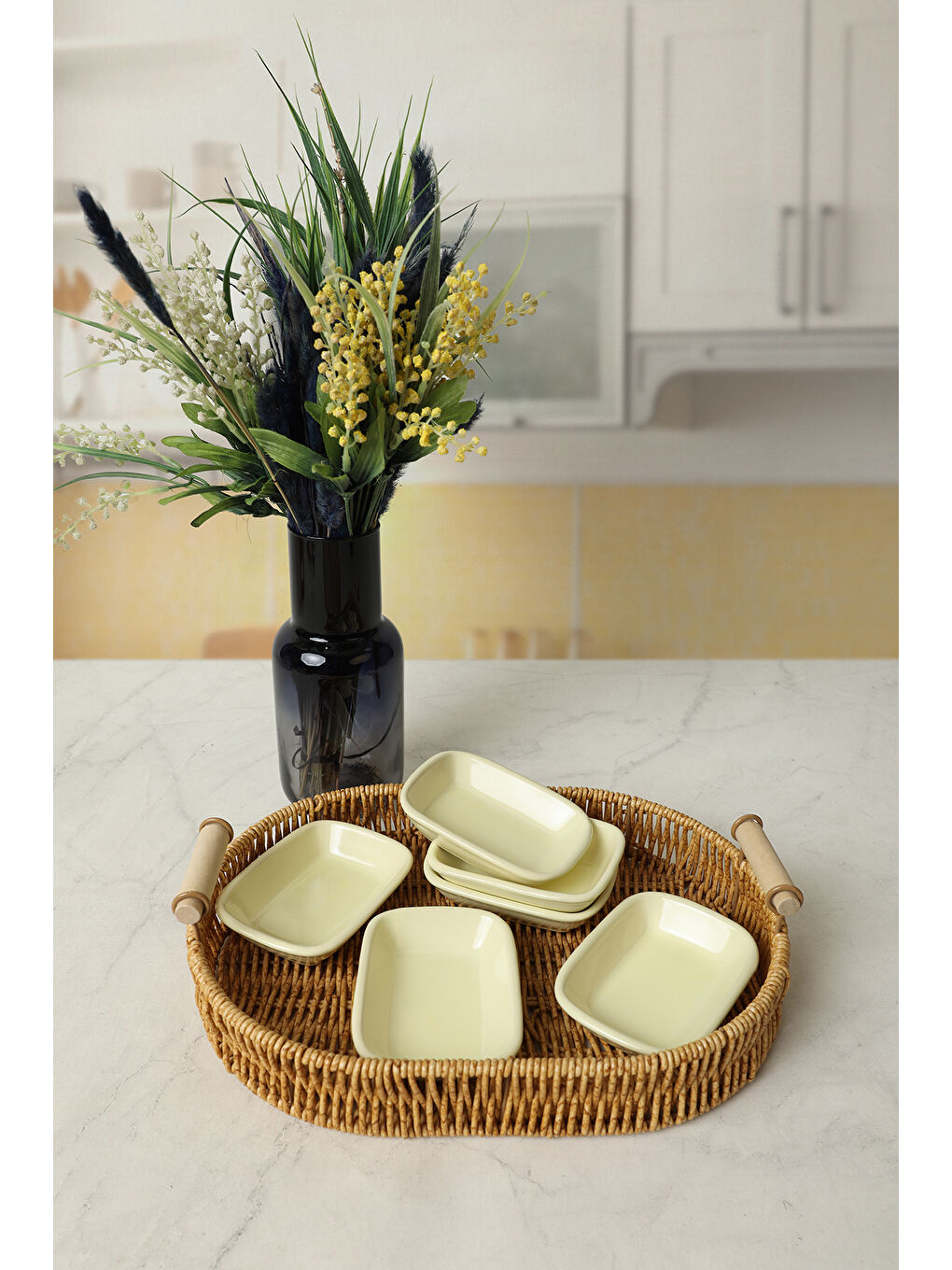 Sarı Dikdörtgen Çerezlik 11 Cm 6 Adet