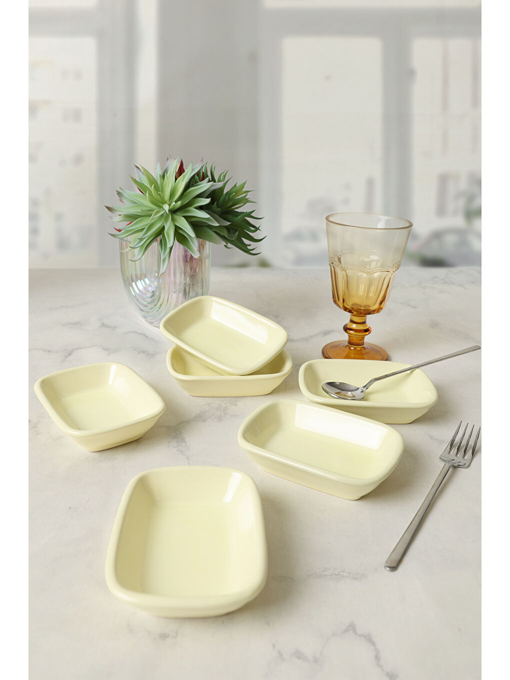 Sarı Dikdörtgen Çerezlik 11 Cm 6 Adet-1