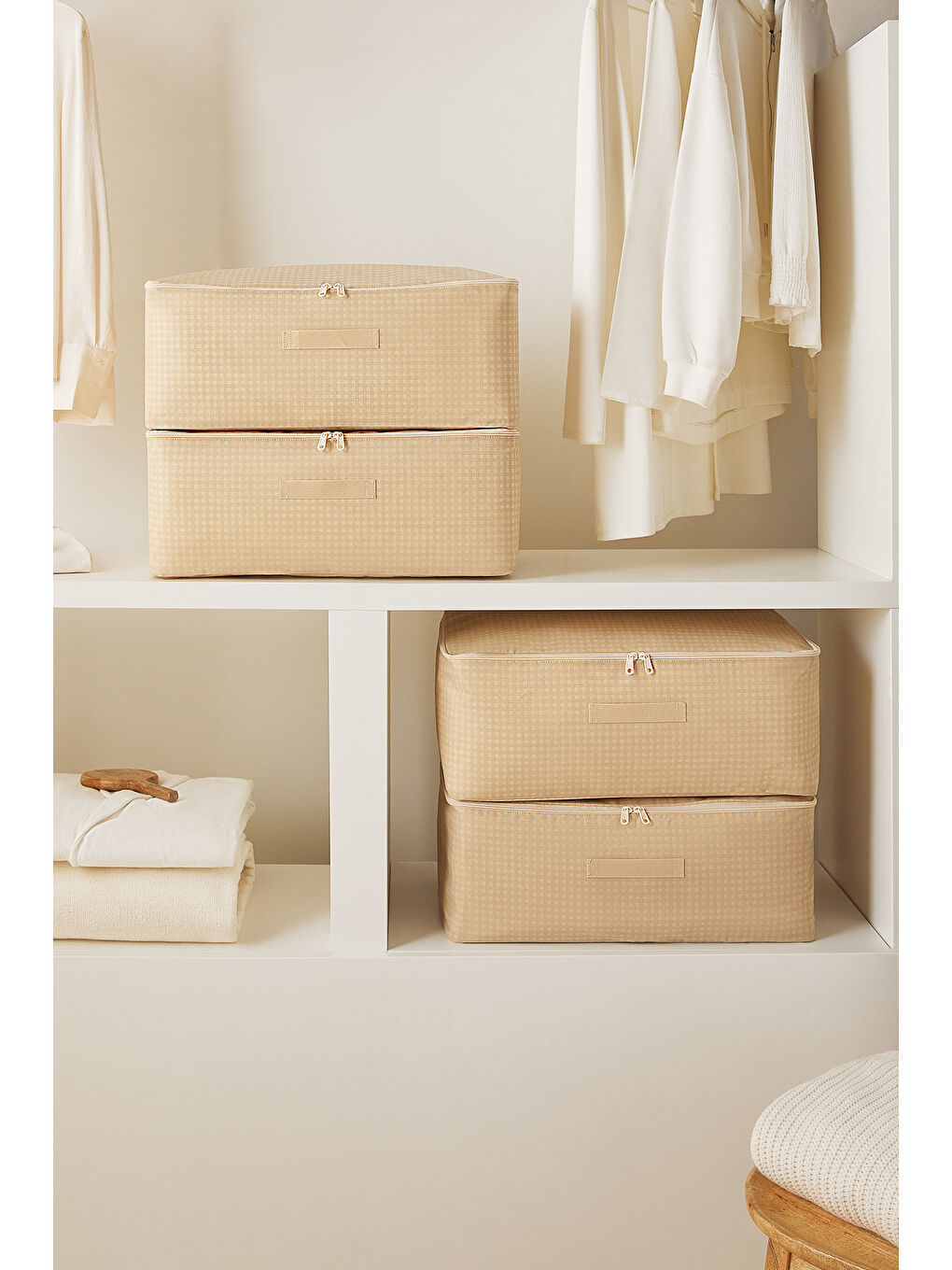 4'lü Orta Boy Bej Pötikare Hurç Set 52 x 28 x 21 cm-2