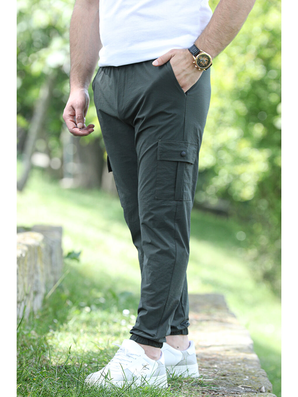 Mishar İtalia Haki Paraşüt Kargo Cepli Slim Fit Jogger Pantolon