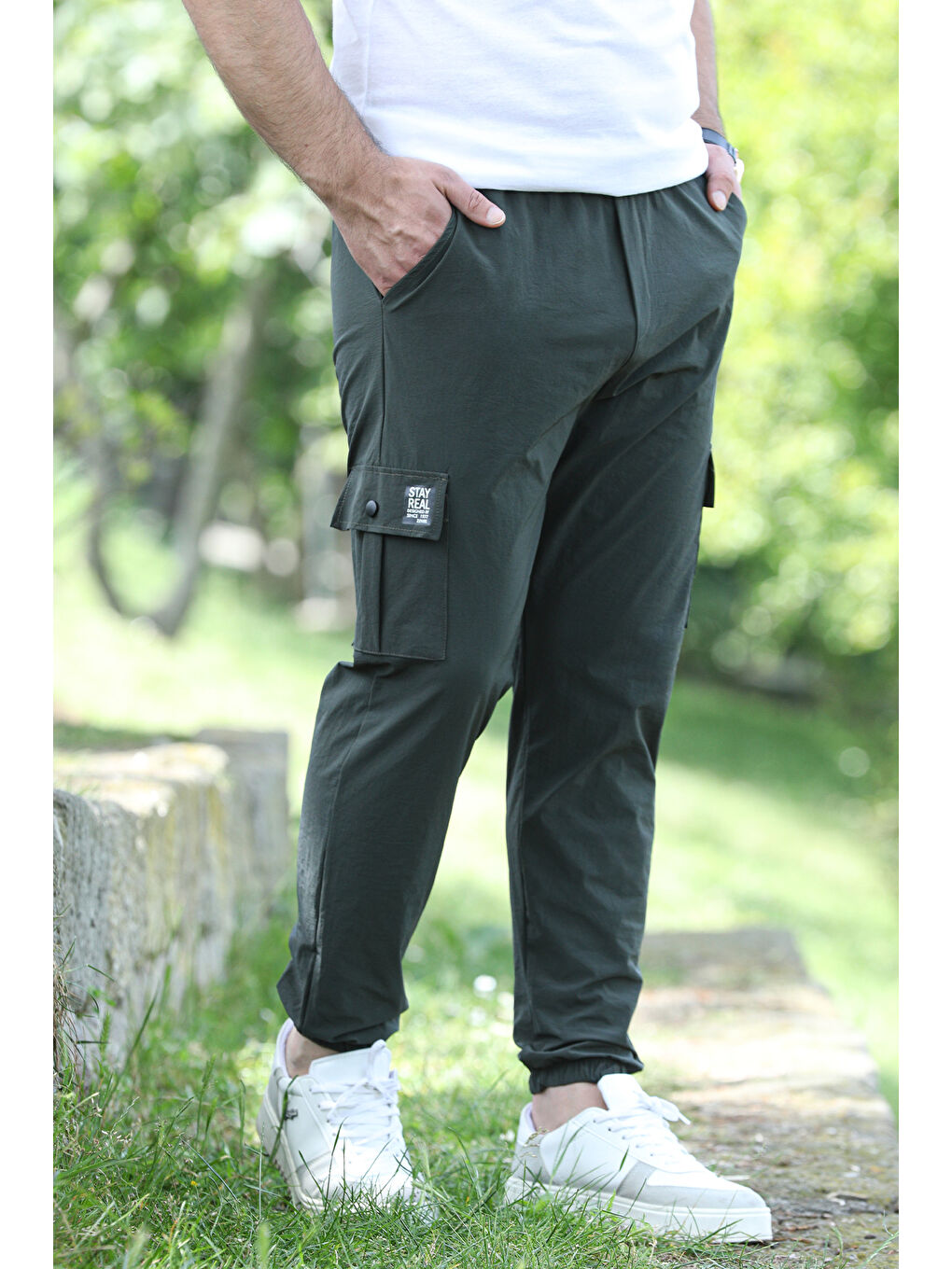 Mishar İtalia Haki Paraşüt Kargo Cepli Slim Fit Jogger Pantolon - 1