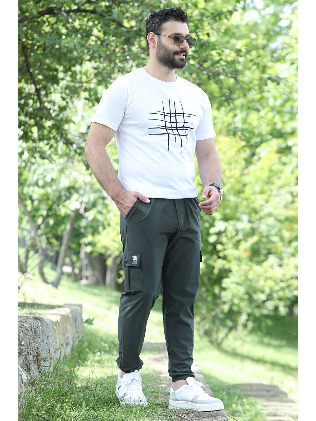 Mishar İtalia Haki Paraşüt Kargo Cepli Slim Fit Jogger Pantolon - 2