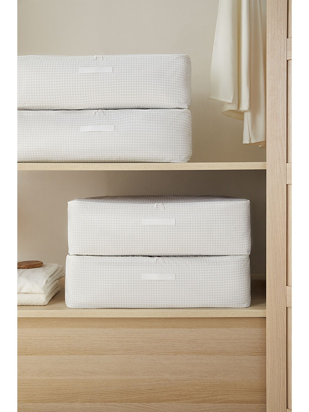 4'lü Mega Boy Gri Pötikare Baza Altı Hurç Set 74 x 46 x 22 cm-1