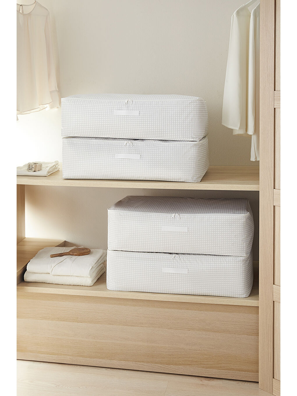 4'lü Mega Boy Gri Pötikare Baza Altı Hurç Set 74 x 46 x 22 cm-2