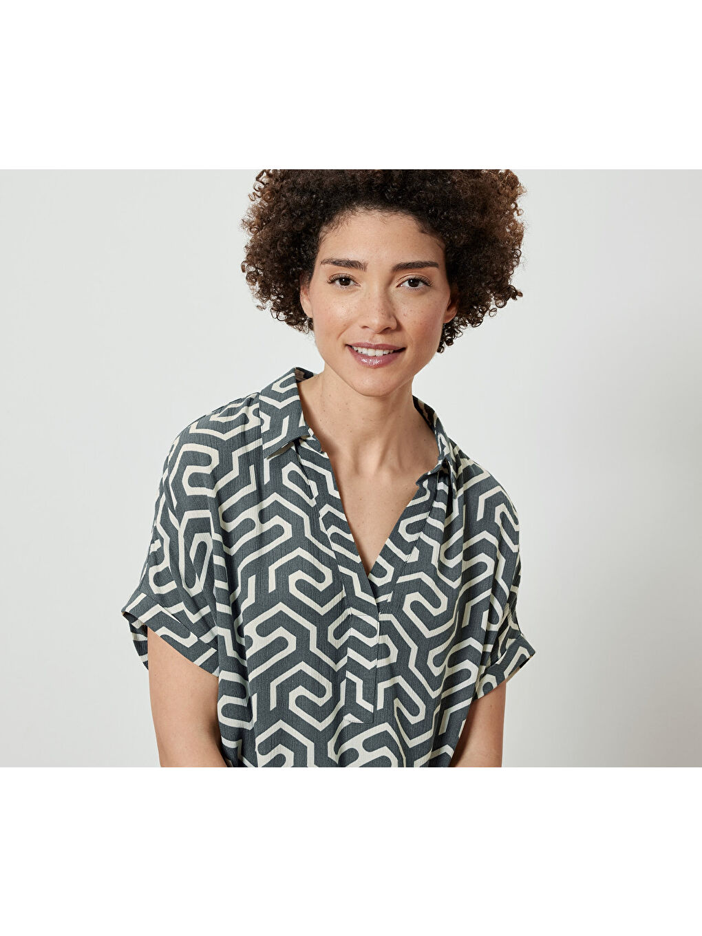 Yeşil Kadın Bluz, Kısa Kollu-1