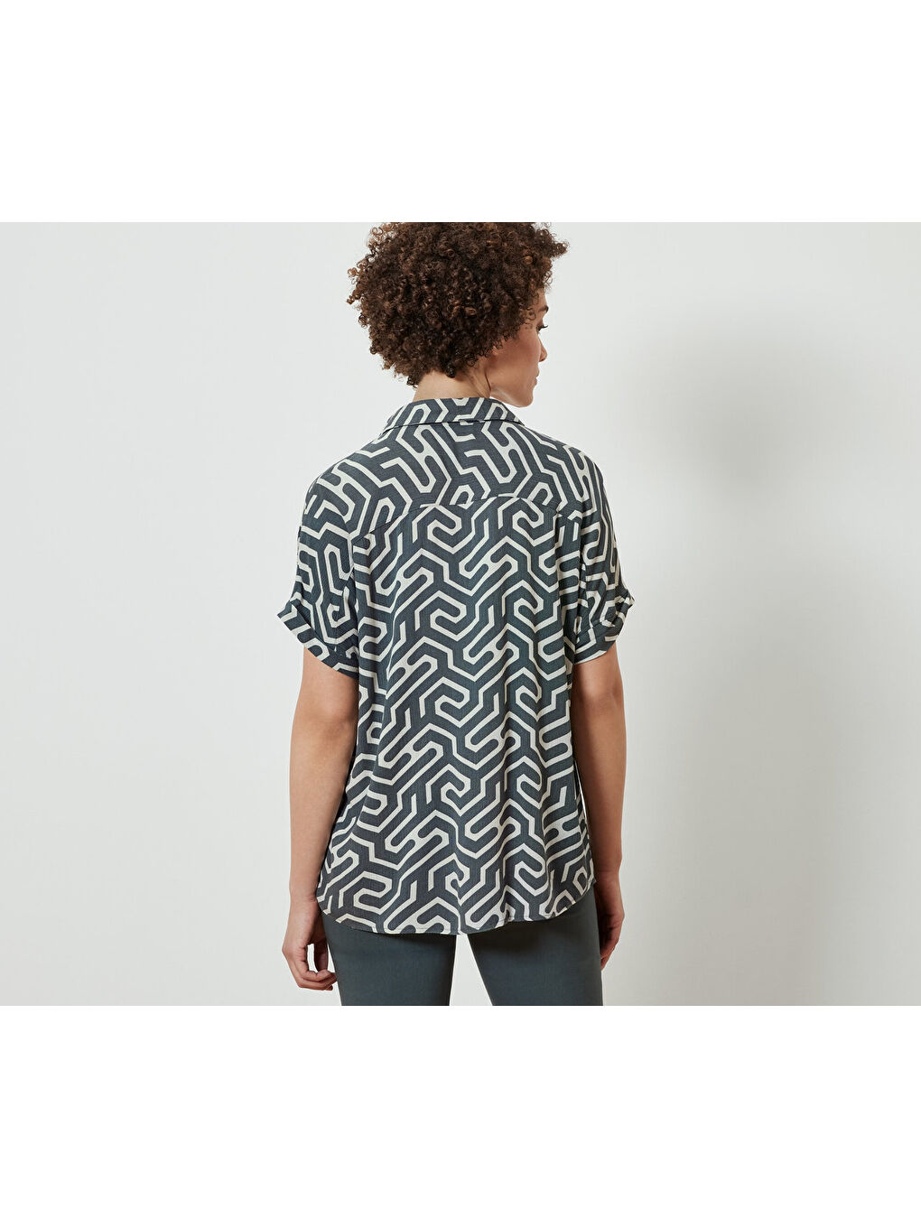 Yeşil Kadın Bluz, Kısa Kollu-4