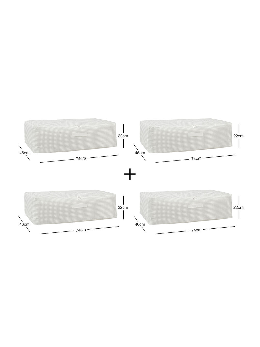 4'lü Mega Boy Gri Pötikare Baza Altı Hurç Set 74 x 46 x 22 cm-6